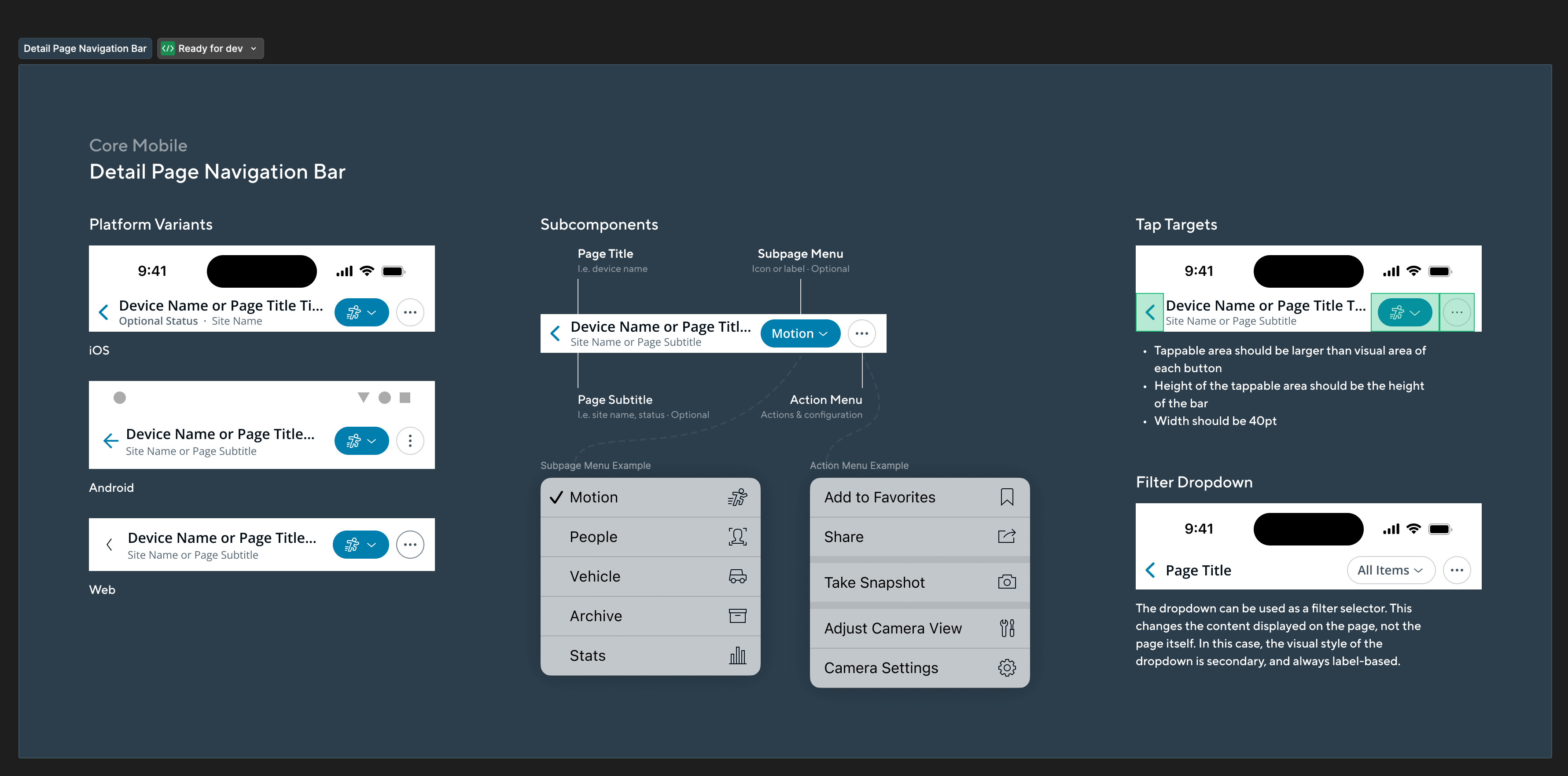 Detail Page Navigation Bar framework