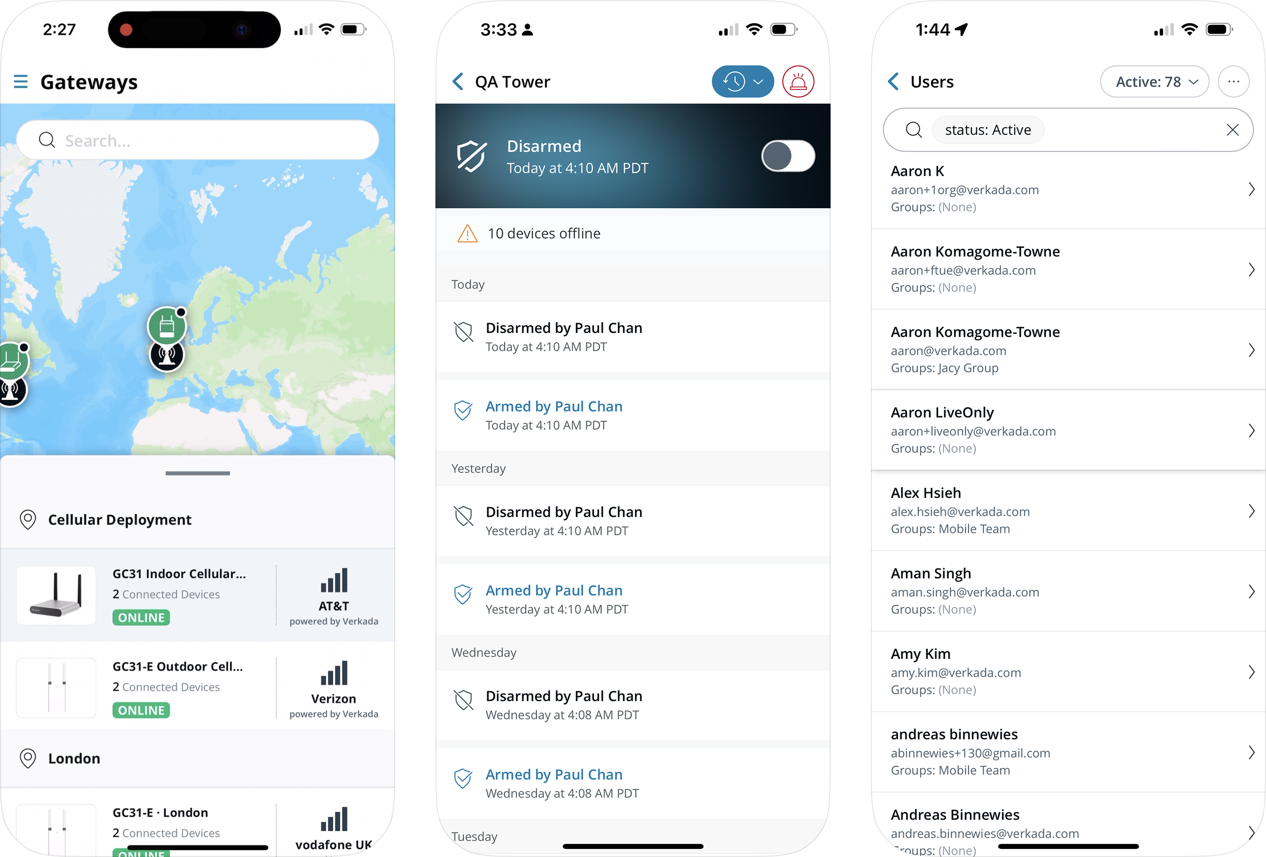 Gateway, Alarms, and Admin integrated into the new framework