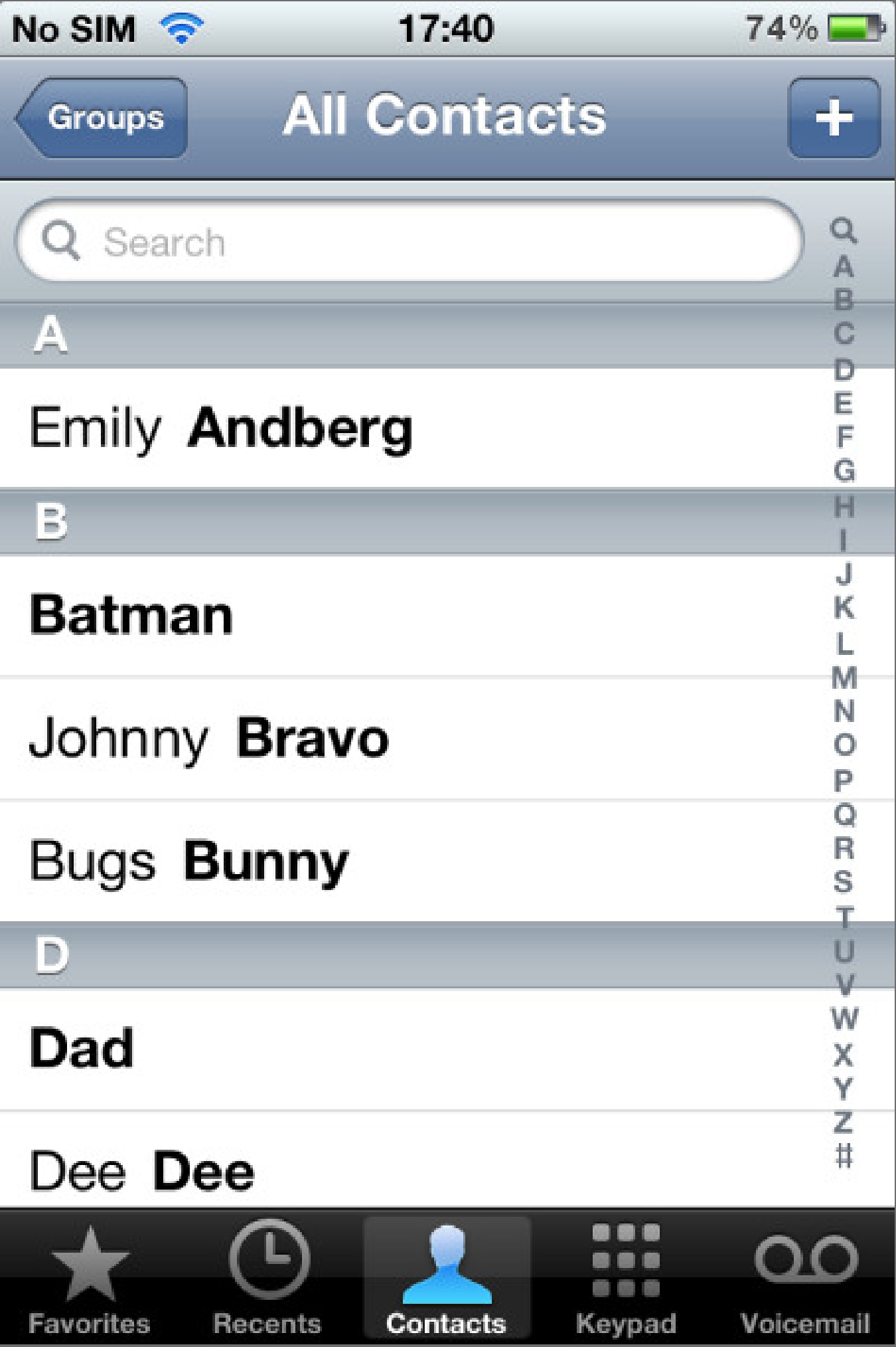 The Phone app on iOS
